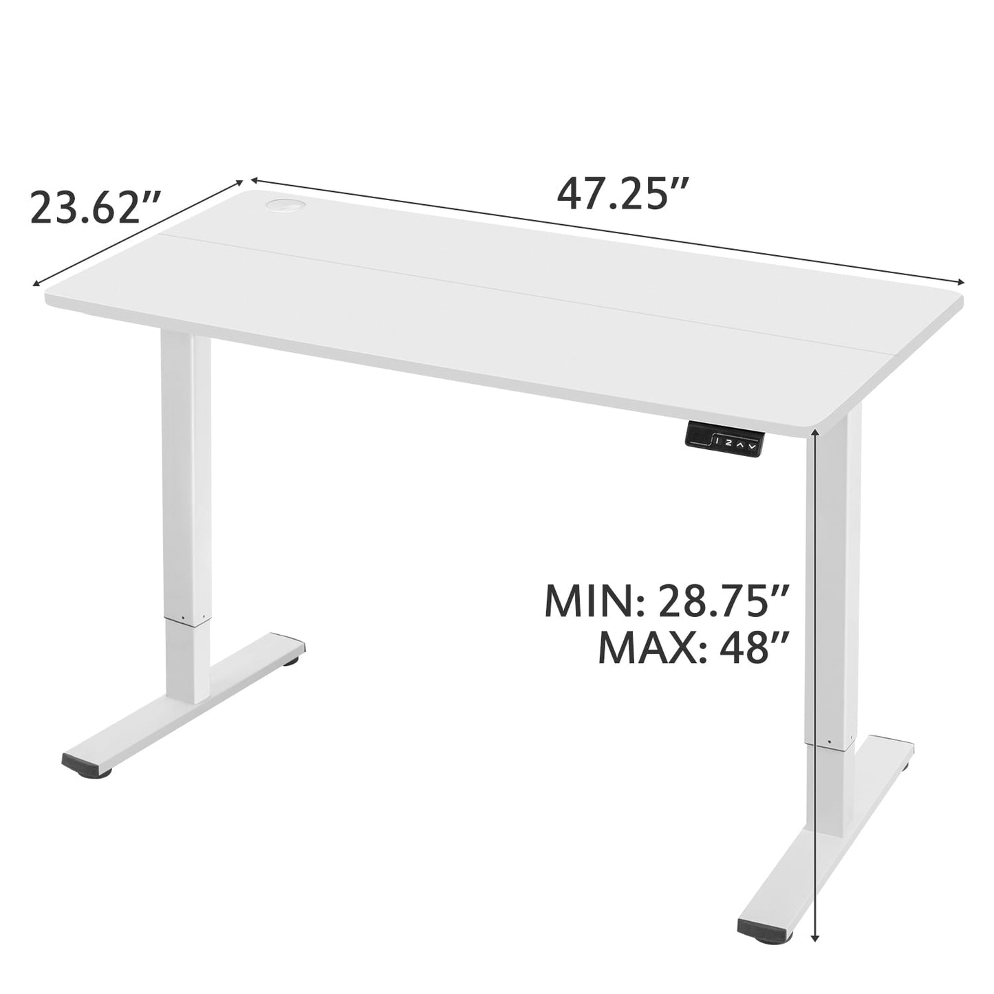 48" × 24" Electric Standing Desk Height Adjustable Home Office Computer Desk Memory Preset with T-Shaped Metal Bracket, White