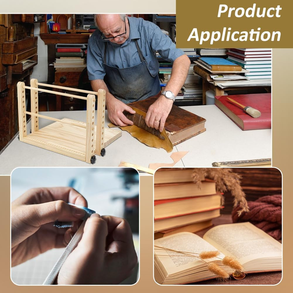 BENECREAT Wood Book Binding Stitching Frame, Adjustable Book Folding Stand for DIY Bookbinding Crafts and Supplies, 12X12 Inch