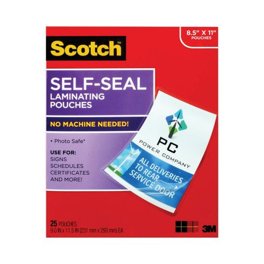 Self-Sealing Laminating Pouches, 9.5 Mil, 9" X 11.5", Gloss Clear, 25/Pack