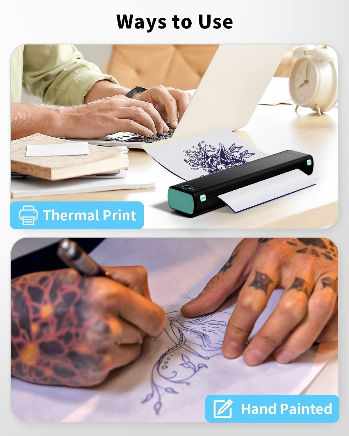 Phomemo Tattoo Transfer Paper - 100 Sheets A4 Size, Thermal Stencil Paper for Tattoos Transfer Kit - Personal & Commercial Use, DIY Tattooing Tracing Paper for M08F Printers & Tattoo Supplies
