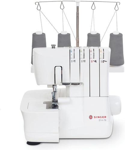 SINGER S14-78 Serger with Accessory Kit | Overlock Machine with 2-3-4 Stitch Capability, 1200 Stitches/Minute, Differential Feed, LED Light & Free Arm, White