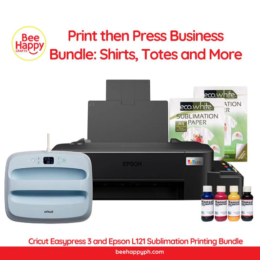 Print Then Press Business Bundle: Shirts, Totes and More - Cricut Easypress 3 and Epson L121 Sublimation Printing Bundle
