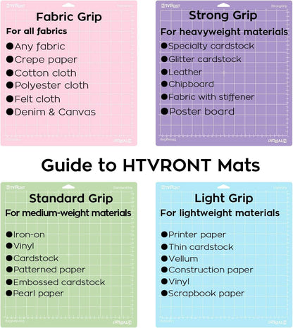 HTVRONT 12 Pack 12 Inch by 5 Feet Permanent Vinyl for Cricut & 6 Pack 12X12” Cutting Mat for Cricut