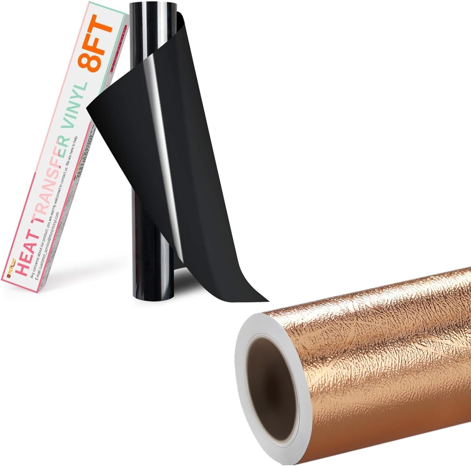 Rose Gold Textured Metallic Vinyl 6Ft & 8Ft Black Heat Transfer Vinyl