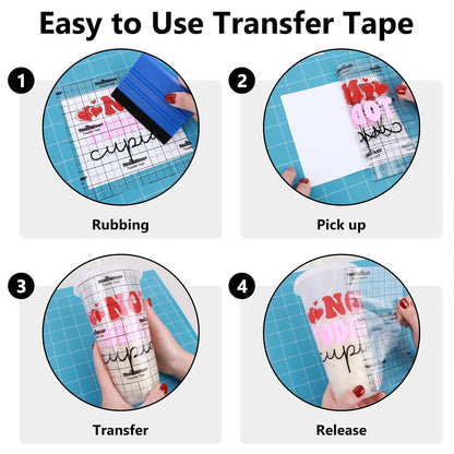 Transfer Tape for Vinyl - 12" X 32FT Vinyl Medium Tack Transfer Paper for Permanent Vinyl, Stickers, Decals, Signs, Windows, Alignment Grid & Clear