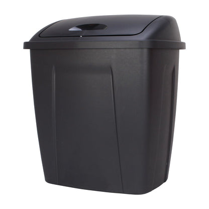 13 Gallon Trash Can, Plastic Swing Top Kitchen Garbage Trash Can, Black