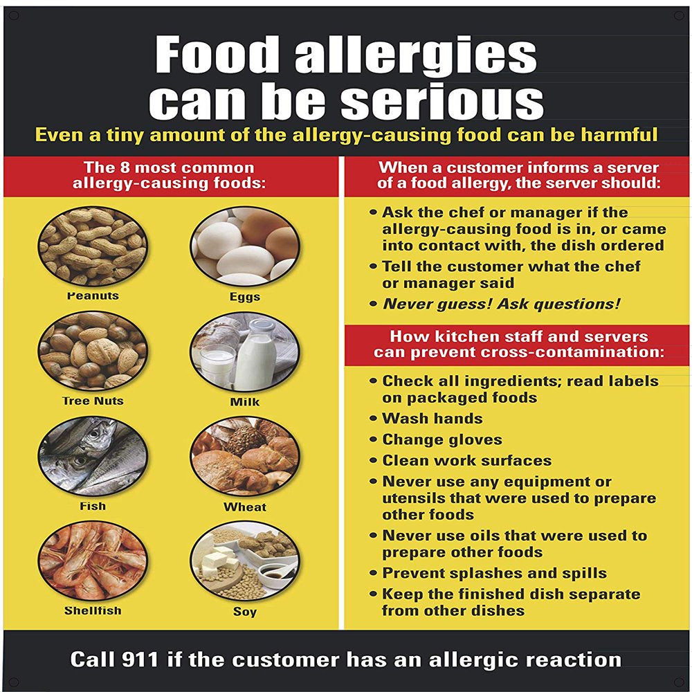 Food Allergies Sign (Aluminium Rust Free, Commercial USE, 14.25X15.75)