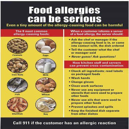 Food Allergies Sign (Aluminium Rust Free, Commercial USE, 14.25X15.75)