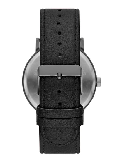 Men'S Watch: Gunmetal Tone Case, Black Easy Read Dial, Black Vegan Leather Band (FMDOGE046)