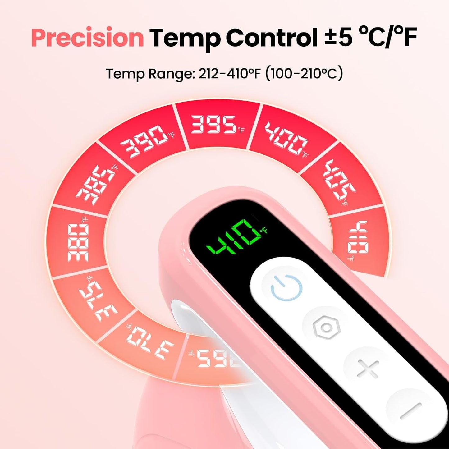 Calogy Hat Press Heat Machine for Caps, Mini Portable Hat Heat Press with Timer, Max 410℉,Precision Temp Control ±5℉, Fast & Evenly Heating Curved Plate 2.76 * 6.3In for 6 1/2-8 Hat，21-26 Girth（Pink）