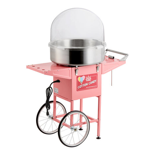 Carnival King CCM21CTK Cotton Candy Machine with 21" Stainless Steel Bowl, Floss Bubble, and Cart - 110V, 1050W