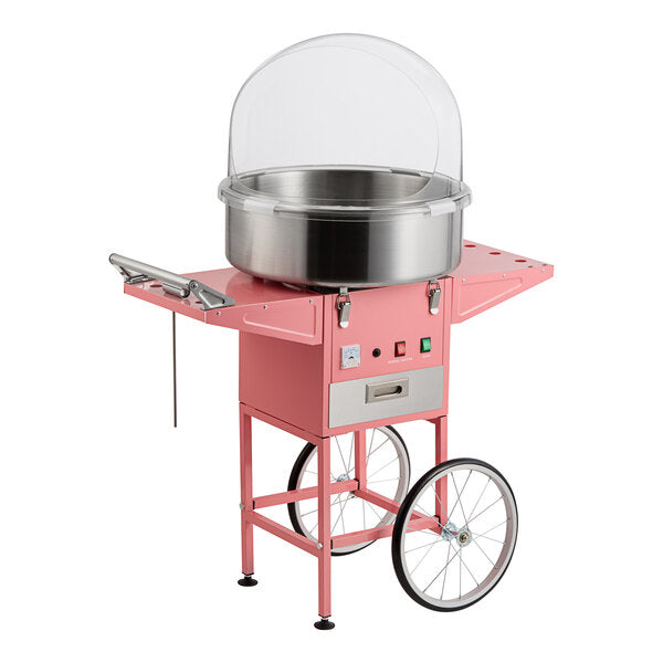 Carnival King CCM21CTK Cotton Candy Machine with 21" Stainless Steel Bowl, Floss Bubble, and Cart - 110V, 1050W