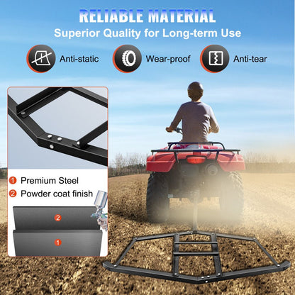 brand Drag Harrow 66"X 35" , Driveway Tractor Harrow with 2 Adjustable Bars, Heavy Duty Steel, Driveway Grader for ATV, UTV, Garden Lawn Tractors