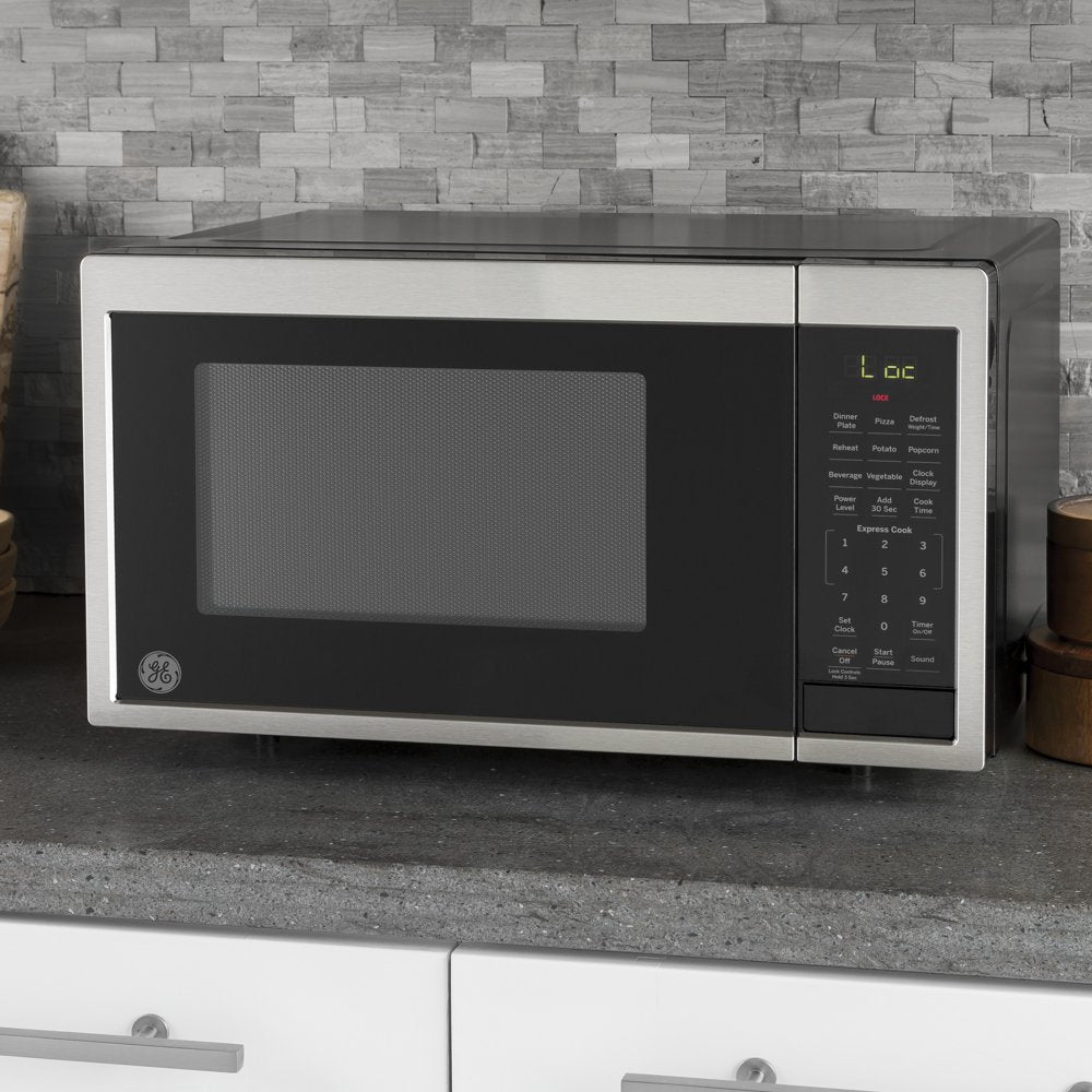 GE® 0.9 Cubic Foot Capacity Countertop Microwave Oven, Stainless, JES1095SMSS