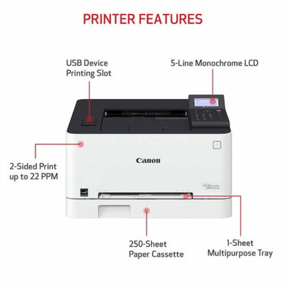 Canon LBP632CDW - Laser Color Printer Wireless, Mobile Ready Duplex Laser Printer (Manufacturer Reconditioned, 1 Year Warranty from Canon, Compatible High Yield Toner Cartridge 3,130 Pages)