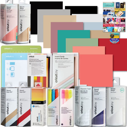 Cricut Ultimate All-In-One Vinyl Rolls, Materials and Accessories Bundle for Cricut Joy Die-Cut Machines