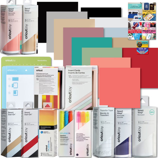Cricut Ultimate All-In-One Vinyl Rolls, Materials and Accessories Bundle for Cricut Joy Die-Cut Machines