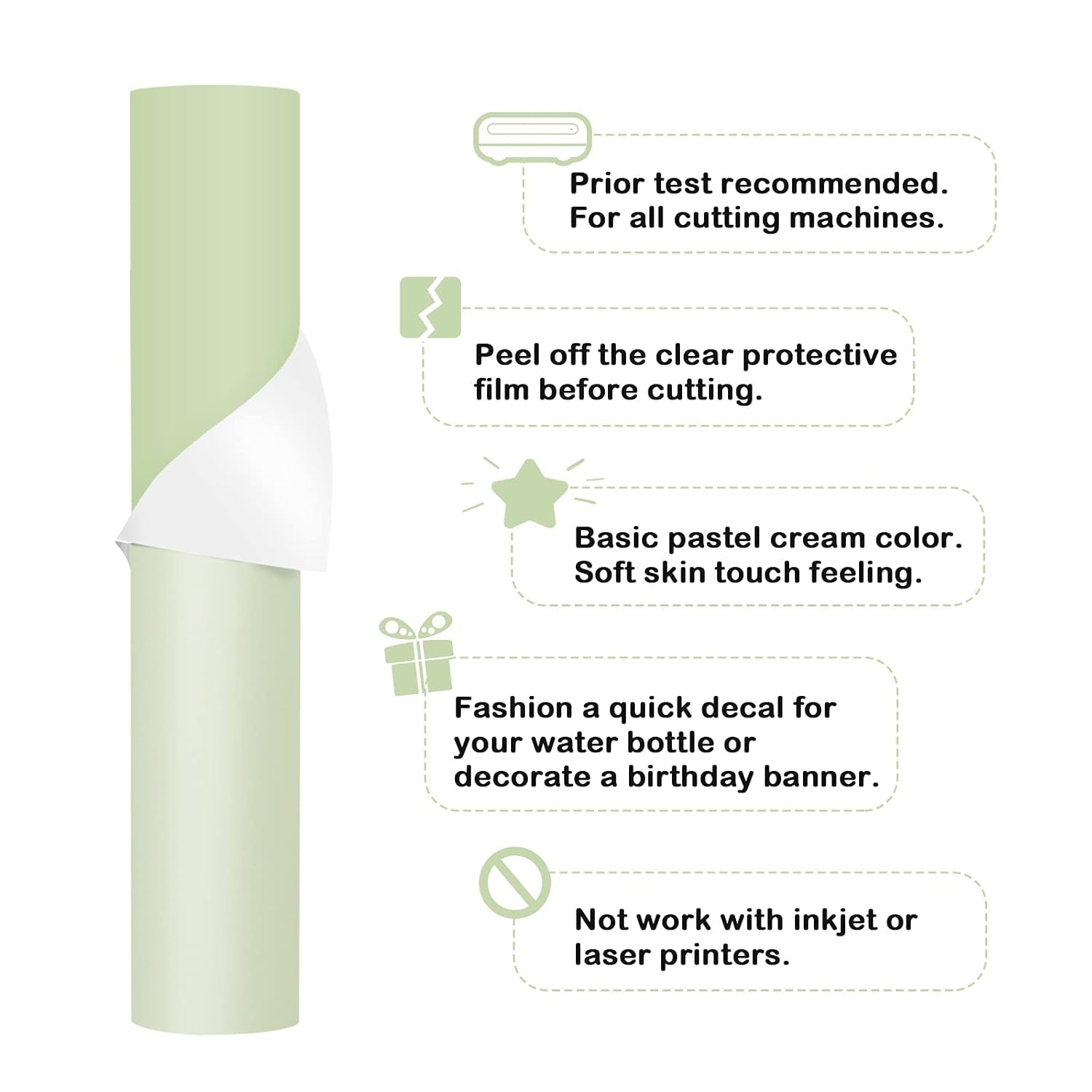 001 Vinyl Matte Permanent Adhesive Vinyl for Craft Decal Projects 12" X 10Ft, Matte Liveable Green