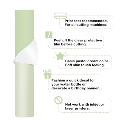 001 Vinyl Matte Permanent Adhesive Vinyl for Craft Decal Projects 12" X 10Ft, Matte Liveable Green