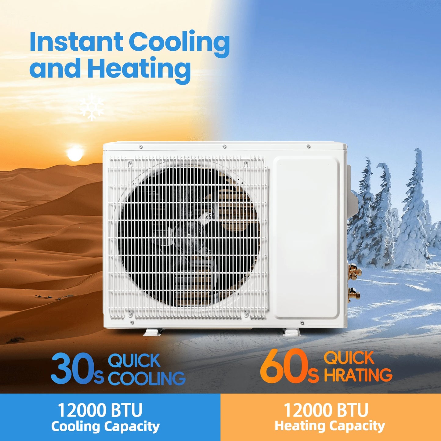 12000 BTU Mini Split Air Conditioner & Heater with Inverter, 17 SEER2 115V Energy Saving AC Unit Cools Rooms up to 750 Sq. Ft, Complete Installation Kit