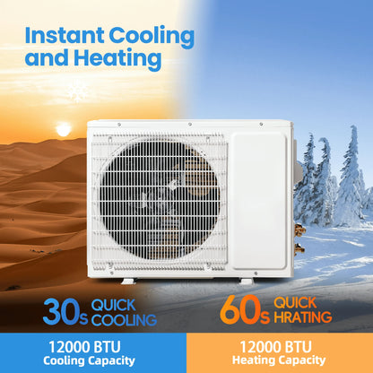 12000 BTU Mini Split Air Conditioner & Heater with Inverter, 17 SEER2 115V Energy Saving AC Unit Cools Rooms up to 750 Sq. Ft, Complete Installation Kit