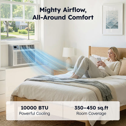 10,000 BTU Window Air Conditioner with APP, Cools up to 450 Sq Ft, 4 Cooling Modes, Remote Control, White