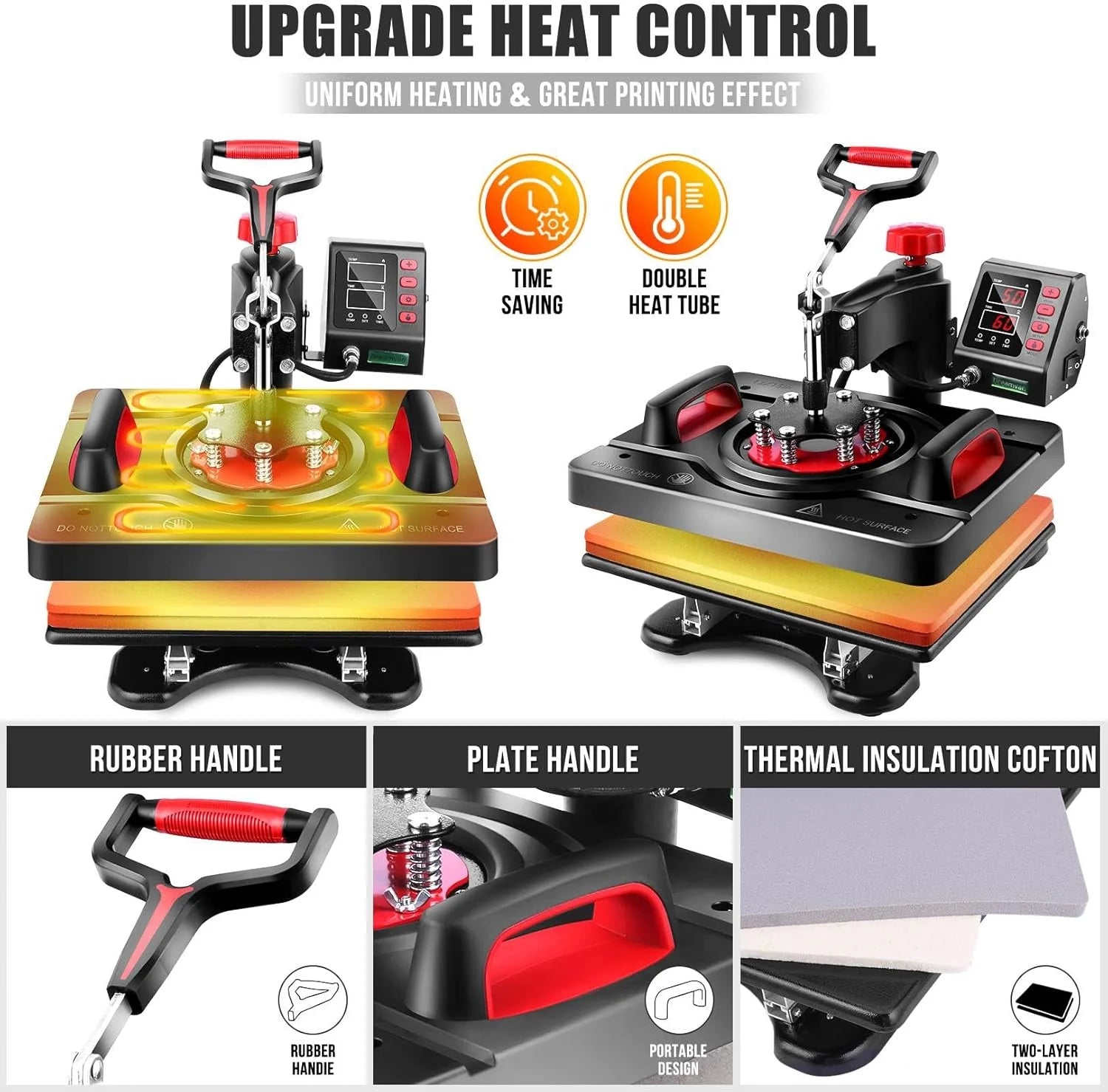 Adnoom 8 in 1 Heat Press Machine 15"X12" with LCD Control Panel, Full 360°Swing Away Heat Press Machine with Multi-Spring Pressure Knob, Sublimation Vinyl Digital Heat Press for Tshirt,Cap,Mug