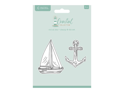 Crafter'S Companion Coastal Collection Stamp & Die - Out at Sea