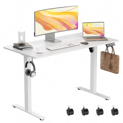 Electric Standing Desk Height Adjustable Desk 48 Inch 4 Memory Height Ergonomic Sit Stand up Desk for Home Office, White, 2 Split Boards