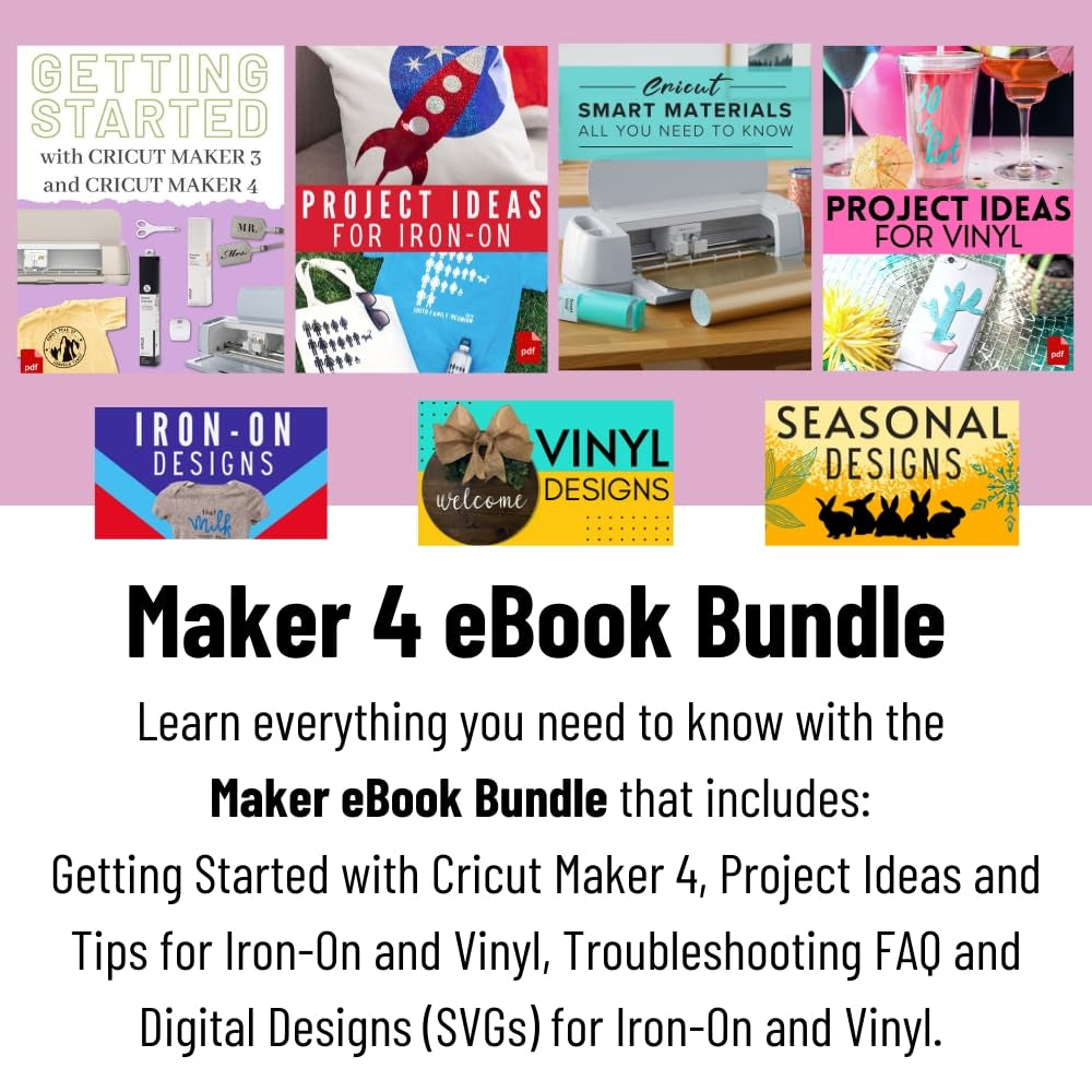 Maker 4 Machine and Vinyl and Mixed Materials Sampler Bundle- Beginner Craft Cutting Machine with Supplies to Start- Adhesive Vinyl and Instructional Digital Guides