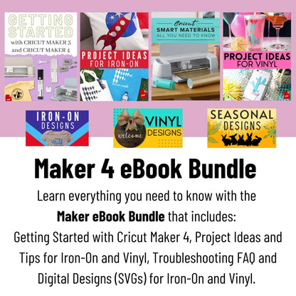 Maker 4 Machine and Vinyl and Mixed Materials Sampler Bundle- Beginner Craft Cutting Machine with Supplies to Start- Adhesive Vinyl and Instructional Digital Guides