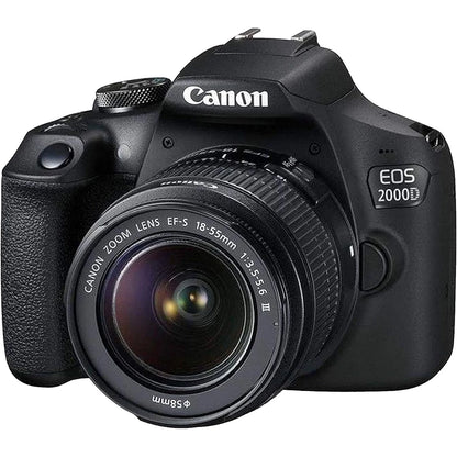 Canon EOS 2000D / Rebel T7 DSLR Camera with Canon EF-S 18-55Mm F/3.5-5.6 DC III Zoom and EF 75-300Mm F/4-5.6 III Lens + 128 GB Memory + Extra Battery + Tripod + More (33Pc Bundle)