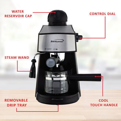 GA-125 20 Oz New Espresso and Cappuccino Maker, Black