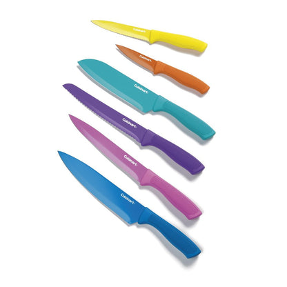 12-Piece Ceramic Coated Color Knife Set with Blade Guards, C55-12PCGW