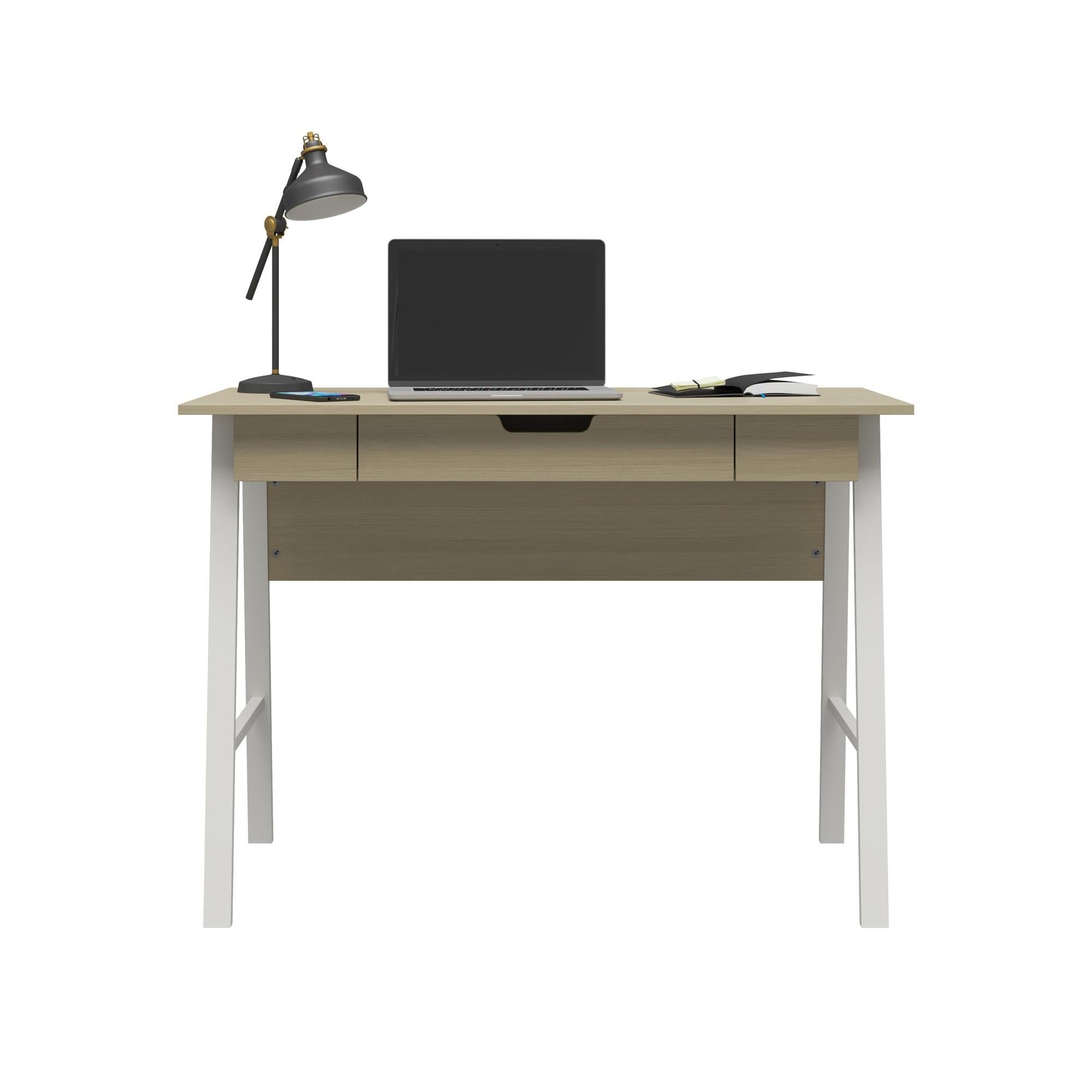 Oxford Computer Desk with Drawer, Pale Oak