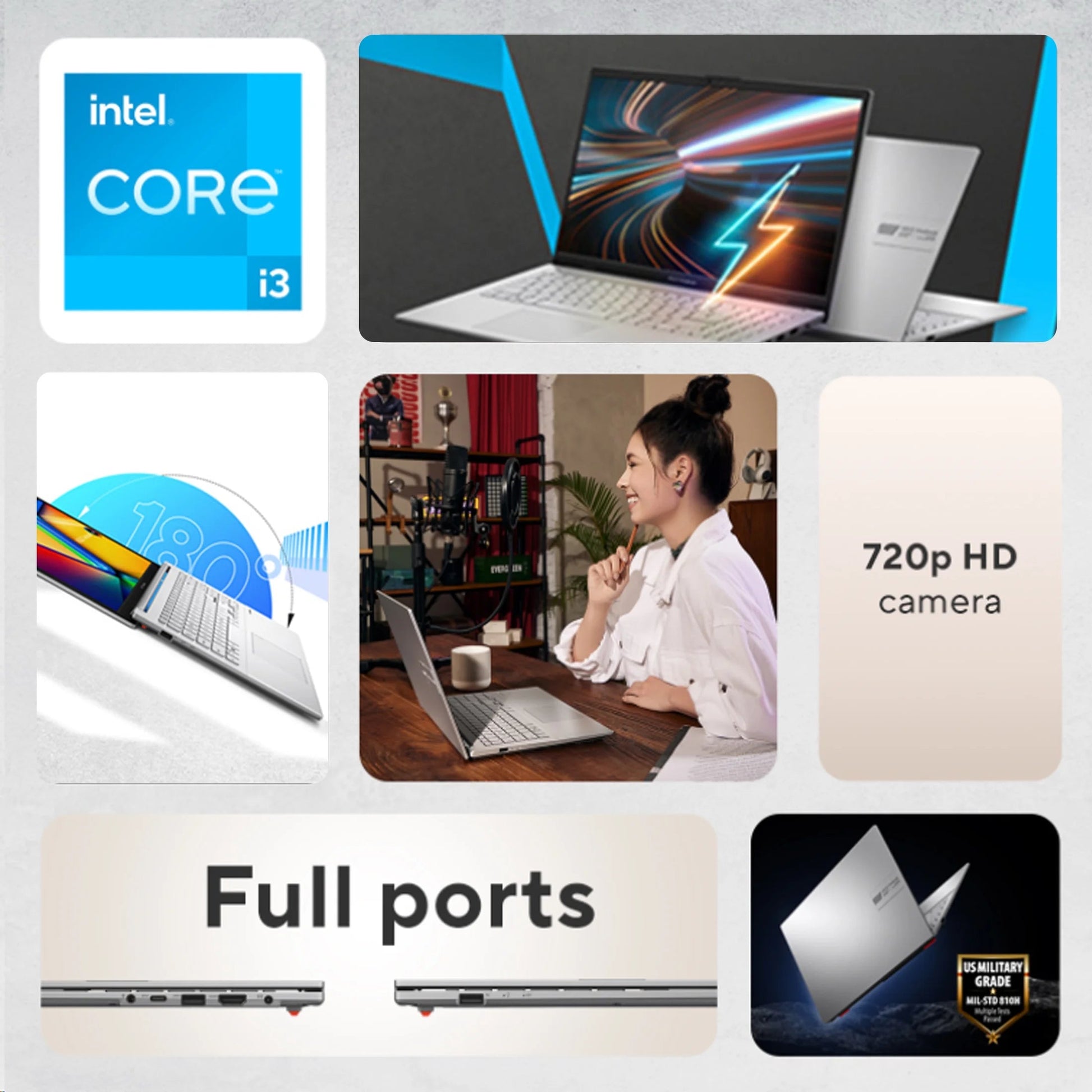 Vivobook Go 15.6” FHD Laptop with Intel I3-N305, Intel UHD Graphics, 8GB RAM, 256GB UFS, Cool Silver