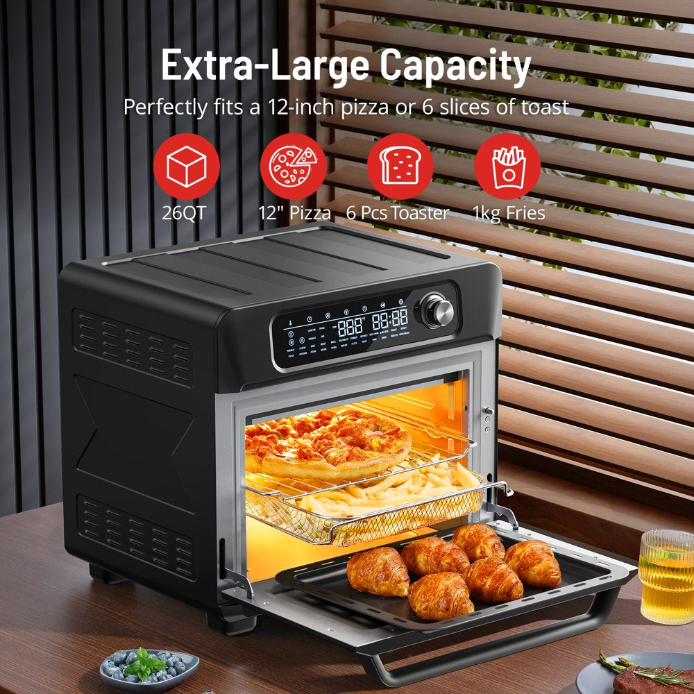 Air Fryer 26 QT Toaster Oven, 24 in 1 Large Convection Air Fryer Oven with 100 Recipes, 1700W