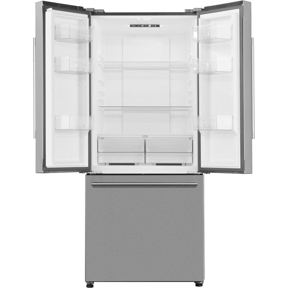 16 Cu. Ft. 3-Door French Door Refrigerator with Ice Maker, Stainless Steel, 28.35"W Condition, New