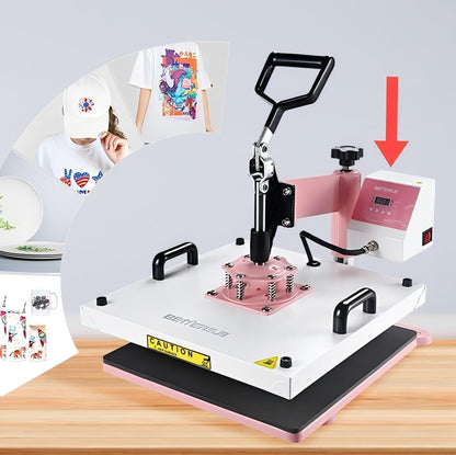 Bettersub Control Box for Heat Press 1000W Heat Press Control Box 110V Black Heat Press Digital Controller Box Digital LCD Controller Heat Press Machine Pink White