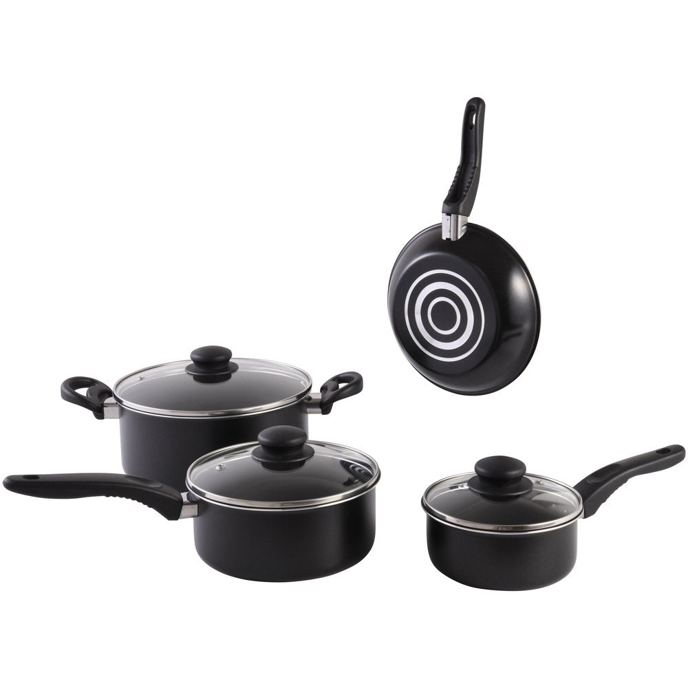 7 Piece Nonstick Cookware Set, Black