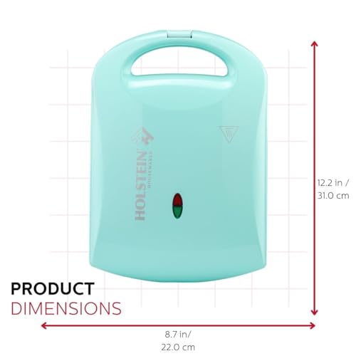 Holstein Housewares - Non-Stick Heart Waffle Maker, Mint - Makes 4 Heart-Shaped Waffles in Minutes