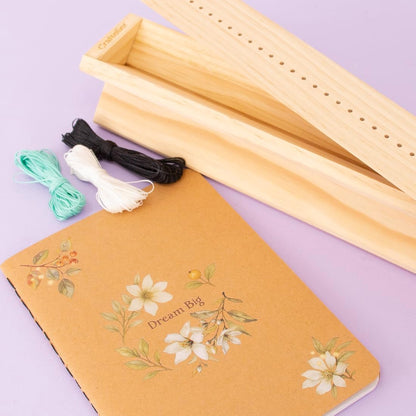 Craftelier - Book Binding Cradle Kit with Awl Tool, Wax Threads for Book Binding and Needles - for Signatures, Journals & DIY Bookbinding Crafts