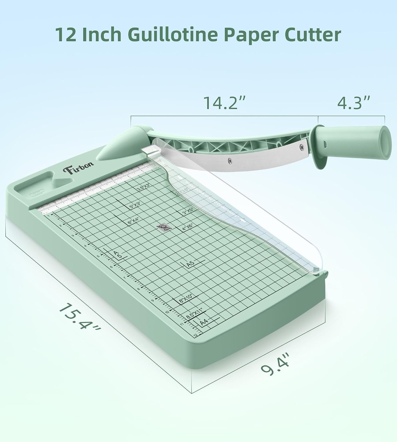 Firbon 12 Inch Guillotine Paper Cutter, Heavy Duty Paper Trimmer | 12-Sheet Capacity | Morandi | Dual Scale | Paper, Cardstock & Photo Trimming | Scrapbooking Craft | Office, Home & Studio Use