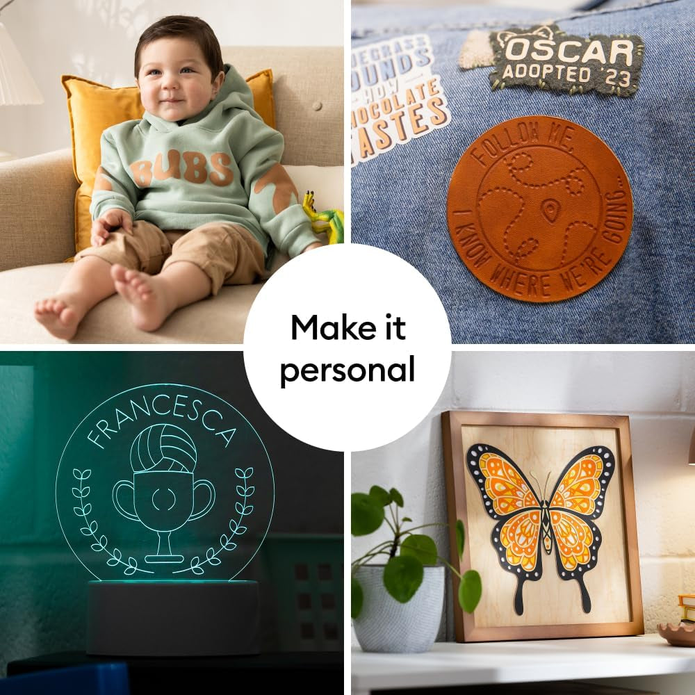 Maker 4 - Smart Cutting Machine (Seashell) | Engagement plus Bundle - Includes Easypress 3 Heat Press (9X9) + Mat, Tote Bag, Material Samplers, Machine Mat, Pens, Tools, & 25 Digital Images