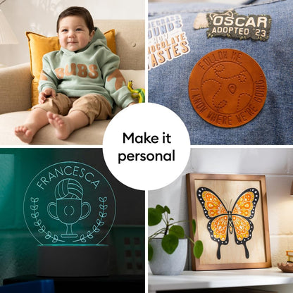 Maker 4 - Smart Cutting Machine (Seashell) | Engagement plus Bundle - Includes Easypress 3 Heat Press (9X9) + Mat, Tote Bag, Material Samplers, Machine Mat, Pens, Tools, & 25 Digital Images