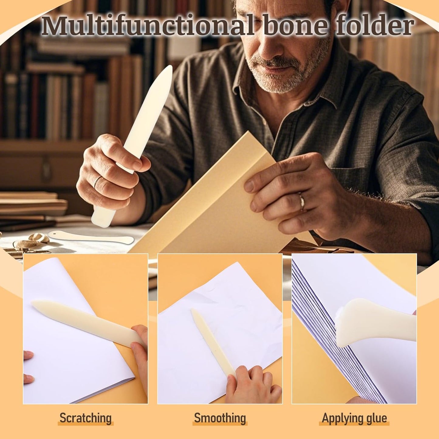 Book Binding Kits Bookbinding Kit Book Binding Materials Bone Folder Tool | 33 Pcs Paper Folding Tool Book Binding Supplies with Sewing Needle Waxed Thread Steel Ruler Awl for Bookbinding