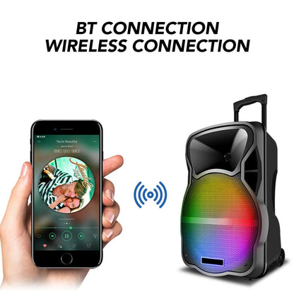 3000W Portable Bluetooth Speaker with Stand 12" Subwoofer Sound Party PA System Mic LED 16LBS