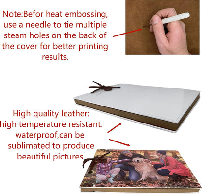 Sublimation Photo Album Blanks Leather Diy Family Scrapbook Photo Album Expandable 11.6X7.5 Inches 80 Pages (Brown)
