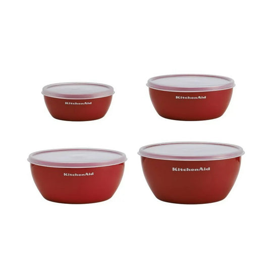 4-Piece Prep Bowl Set with Lids in Empire Red and Assorted Sizes