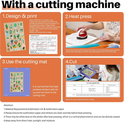 Sublimation Sticker Paper - 20 Pcs Matte White Waterproof Sublimation Stickers